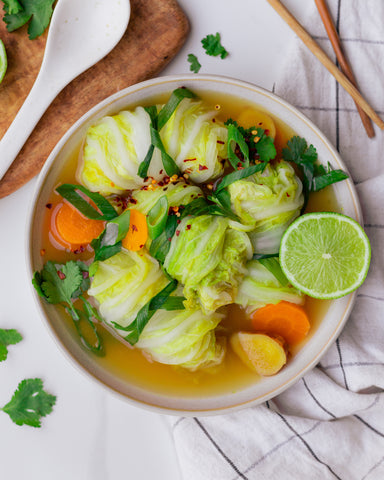 Cabbage Leaf Dim Sum with Hearty Broth