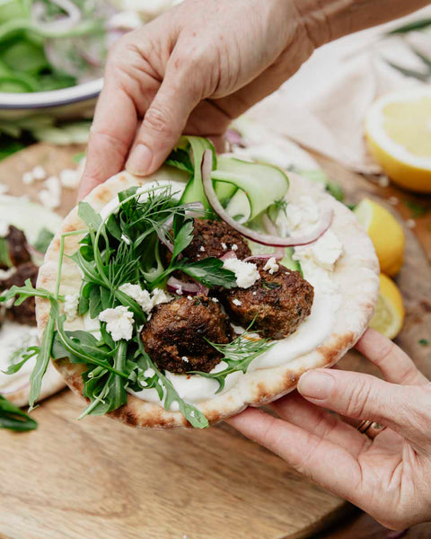 Mediterranean Meatball Flatbreads