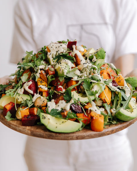 Miso Roasted Vegetable Salad Mountain