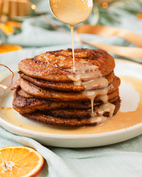 Pumpkin Cinnamon Roll Pancakes