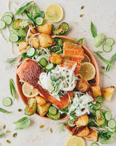 Seared Salmon and Roast Potatoes