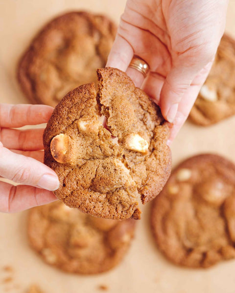 White Choc Macadamia Caramel Cookie